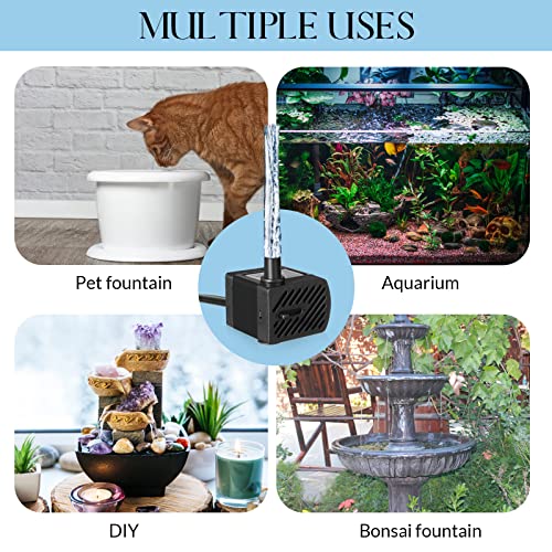 Lounsweer 6 Pcs Small Fountain Pump 50gph Mini Submersible Water Pump with 3.3 ft Tube 3W Quiet Water Fountain Pumps for Fish Tank Hydroponics Fountains Ponds Aquariums