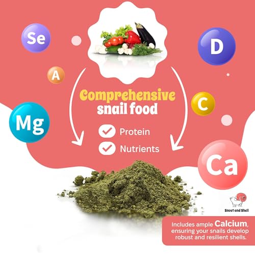 Snout & Shell Vegetable Flavored Pet Land Snail Food - Tasty High-Protein, Calcium Blend for Snails, Easy Addition to Your Garden Snails Terrarium or Snail Habitat