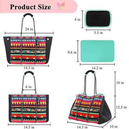 Hibala Neoprene Multipurpose Beach Bag,Gym/Travel/Pool Bag,Tote For Women&Men - color: Ethnic Style