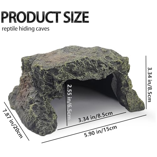 BNOSDM Reptile Hideout Rock,Tortoise Hide Cave,Resin Rock,Lizards Hideaway,Turtle Basking Platform,Reptiles Habitat Decor Tank Accessories for Bearded Dragon Gecko Snakes Chameleon Frogs