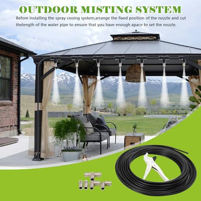 860PSI High Pressure Mist Cooling System Pump with 20pcs Nozzles, 180W Mister System for Outside Patio, Patio Misting Mister System Kit Greenhouse Misting System