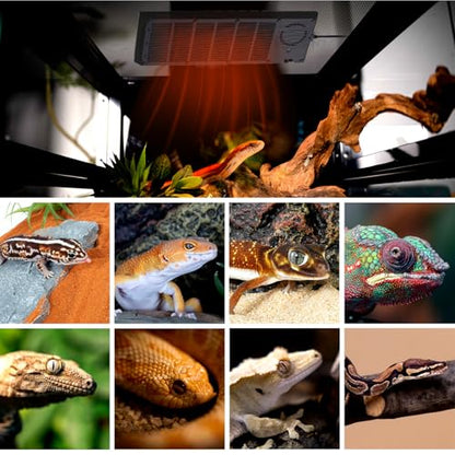 REPTI ZOO Reptile Heat Panel Adjustable Temperature Reptile Heating Plate, Mountable Under Lid, for Hermit Crabs/Leopard Geckos/Turtles/Snakes/Lizards - size: 6" X 18"