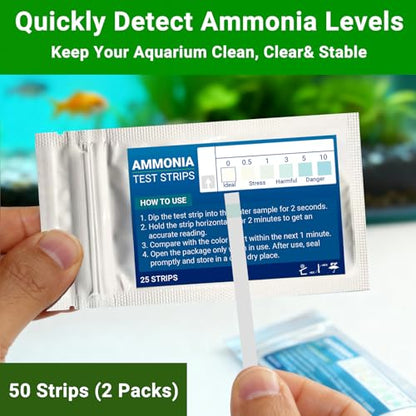 11 in 1 Aquarium Test Strips Kit | Aquarium Ammonia Test Strips | 150 Strips | Quick Accurate Freshwater&Saltwater Fish Tank Water Test Kit for Ammonia,pH,Nitrate,Nitrite,Hardness,Chlorine,Carbonate
