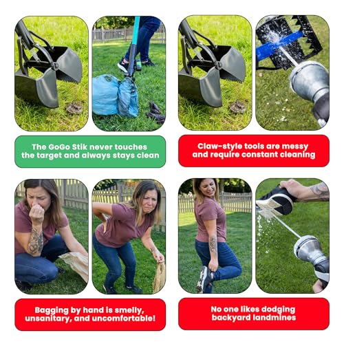 GoGo Stik XP Consumer Reports #1 Rated Ergonomic Scooper 2024, 2026. Quick, Clean, & Convenient Pro Pooper Scooper for All Dog Pet Waste Cleanup. Use Store Bags or Heavy Dootie Bags. - size: 1 Count (Pack of 1)
