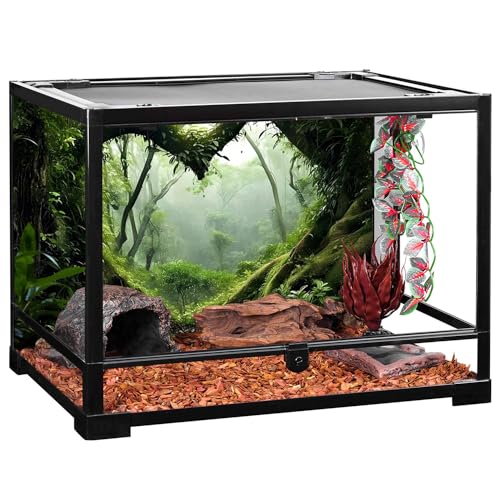 AWERT 24x16 inches Polyester Tropical Rainforest Terrarium Background Stream Green Huge Tree Reptile Habitat Background Foggy Rainforest Aquarium Background | AWERT Polyester Tropical Foggy Stream Terrarium Background - size: 24x16in/60x40cm