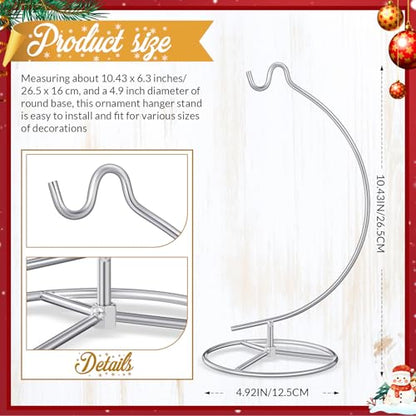 Ornament Display Stand Metal Hanger Christmas Home Office,Silver | Ornament Holder for Glass Ball Air Plant Terrarium, Round Base Stand, Wedding Centerpiece Display, 10.43 Inch Height - color: Silver