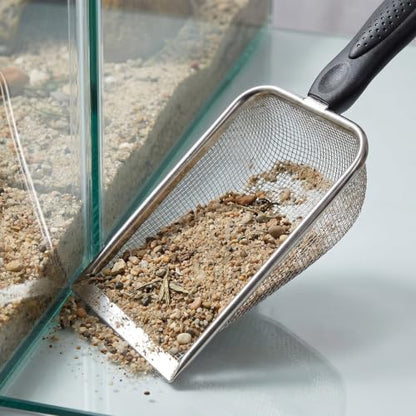 Zerodeko 2pcs Aquarium Substrate Scoop 8 Mesh Stainless Steel Sand Scoop Shovel for Reptile Litter Box Cage Cleaning and Small Animal Enclosure Maintenance(2.8mm Hole)
