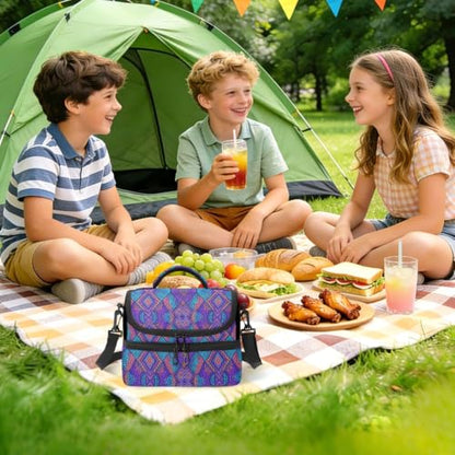 Emelivor Snake Skin Insulated Lunch Bag Container Tote for Student | 8L Double Deck,Large Lunch Box with Shoulder Strap,Thermal Meal Prep Cooler,Suitable for School Work Picnic Office Travel