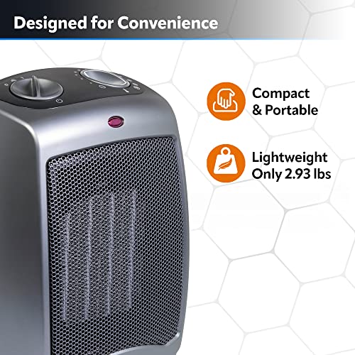 Lasko Portable Indoor Electric Ceramic Space Heater with Tip-Over Safety Switch,Overheat Protection and Thermostat,2 Speeds,Safe for Home,9.2 Inches,Dark Gray,1500W,754201,(Pack of 8) - size: 9.2 Inches - With Tip-Over Switch (Pack of 8)