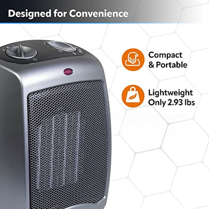 Lasko Portable Indoor Electric Ceramic Space Heater with Tip-Over Safety Switch,Overheat Protection and Thermostat,2 Speeds,Safe for Home,9.2 Inches,Dark Gray,1500W,754201,(Pack of 8) - size: 9.2 Inches - With Tip-Over Switch (Pack of 8)