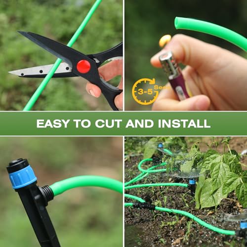 1/4 inch Drip Irrigation Tubing 100ft Green Blank Distribution Hose Perfect for DIY Garden Irrigation Hose System, Hydroponics, Misting Tubing (100FT) - size: 100FT