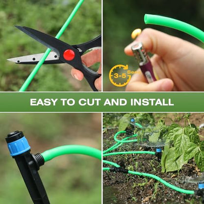 1/4 inch Drip Irrigation Tubing 300ft Green Blank Distribution Hose Perfect for DIY Garden Irrigation Hose System, Hydroponics, Misting Tubing (300FT) - size: 300FT