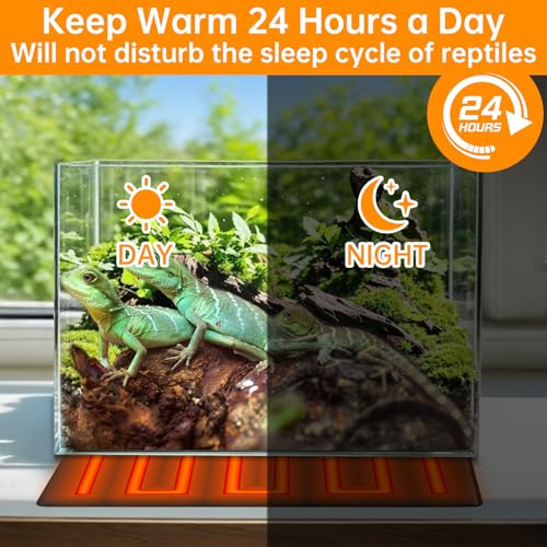 Reptile Heat Pad with Digital Thermostat, Under Tank Terrrarium Heat Mat 24W 8 * 18 Inch, Temperature Controller Heating Pad for Reptile, Turtles, Lizards, Snake, Hermit Crab, Frogs - size: Digital 24W