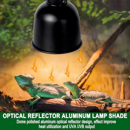 BNOSDM Reptile Light Fixture,5.5 Inch Deep Dome Reptiles Heat Lamp Fixture for UVB UVA Bulb,Heat Basking Bulb,Optical Reflection Heat Lamp Fixtures for Reptile Amphibian Tank Terrariums - size: 5.5 Inch Deep