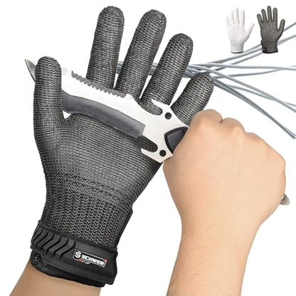 Schwer Ultimate Cut Resistant Gloves Beyond ANSI A9, Reinforced Stainless Steel Glove, Food Grade Mesh Metal Gloves for Butcher Meat Cutting, Oyster Shucking, Mandoline, PR1708 (M, 1 Pcs) - size: Medium (Pack of 1), style: 4.0 Reinforced Steel