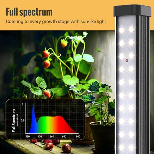 Vertical Grow Light, 72 LEDs Full Spectrum Bar, 5000K, T5, 11W | 1.4FT Grow Light, Wide Illumination Area Full Spectrum, Aluminum Housing, On/Off Switch for Houseplants
