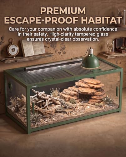 120 Gallon Reptile Tank, 4x2x2 Reptile Enclosure Front Sliding Door | Stackable ventilation 120 Gallon Bearded Dragon Tank anti-escape locks and no-fingerprint handles maximizes UVB transmissionn - color: Green, size: 120 Gallon