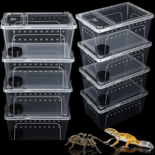 Irenare 8 Pcs Reptile Breeding Box Plastic Spider Terrarium Tarantula Feeding Box for Bearded Dragon Lizard Spider Gecko Scorpion(Vent Holes,Clear,12.6 x 8.66 x 5.91 Inches) - color: Clear, size: 12.6 x 8.66 x 5.91 Inches, style: Vent Holes