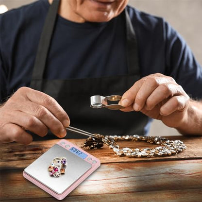 Fuzion Digital Scale .01 Gram Accuracy, 500g Small Kitchen Food Scales | 2 Trays Included for Jewelry, Gold, Herb, Powder, Spice, Coffee, Coin - Weight Gram and Oz - color: Pink
