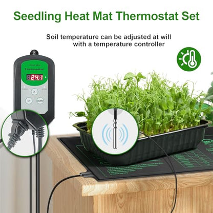 Seedling Heat Mat and Digital Thermostat Combo Set, MET-Certified Plants Heating Mat Warm Hydroponic,Germination, Indoor Gardening, Greenhouse - size: 10*20.75"- set