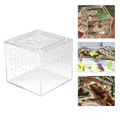 1Pc Reptile Terrarium Feeding Box for Snakes, Spiders & Lizards - Acrylic Breeding Case