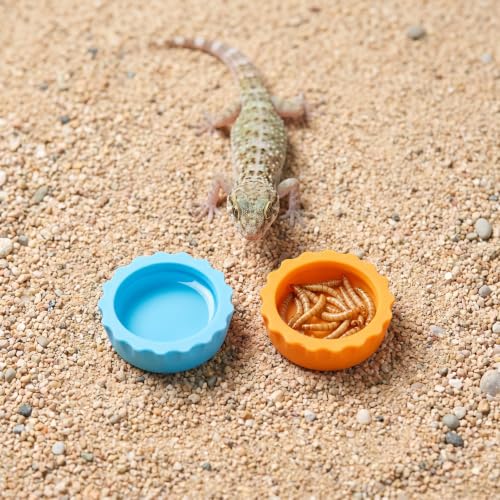 Crested Gecko Food Dish 7PCS, Silicone Reptile Feeding Dish Water Bowl Small Gecko Feeding Cups Reptile Tank Accessories for Hermit Crab Tarantula Isopods Snails and Lizard 7 Colors