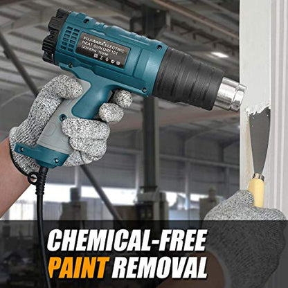 Heat Gun Kit 1500W Variable Temperature with Digital Display,5 Nozzles,Hot Air Gun 122℉-1112℉,Fast Heating for DIY Shrink PVC Tubing/Wrapping/Crafts,Stripping Paint(1500W LCD Digital Display) - color: 1500w Lcd Digital Display
