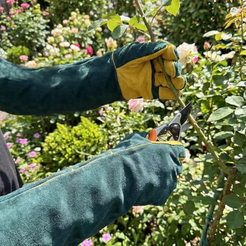 Animal Handling Gloves Bite Proof, 60cm/ 23.6In Scratch Resistant Leather Gloves for Grabbing/Grooming/Handling Dog Cat Bird Snake Parrot Lizard Reptile - Reinforced Palm Protection Gloves - color: Improved Yellow Palm, 60 Cm