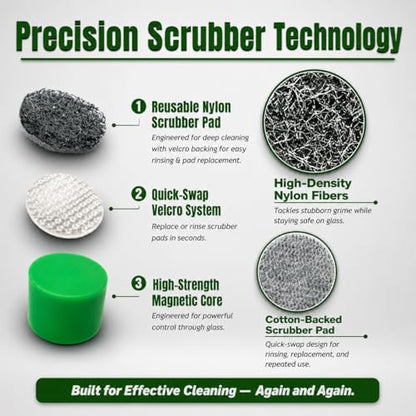 The Magic Cleaner Magnetic Glass Cleaner Kit |Mini, 12mm Size | For Water Pipes, Vases, Windows, Aquariums, Small, & all Shapes & Sizes | Cleans Hard to Reach Stains | Scrub via Magnet Glass Cleaner