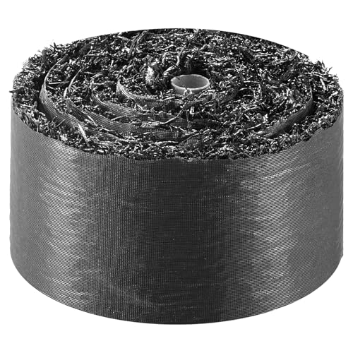 VEVOR Rubber Mulch Mat Roll, 140 x 4.5 in, Recycled Rubber Permanent Mulch Edging Border, Natural-Looking Flower Barrier with Stakes, 0.5 in Thick Cuttable Garden Edgings for Landscaping