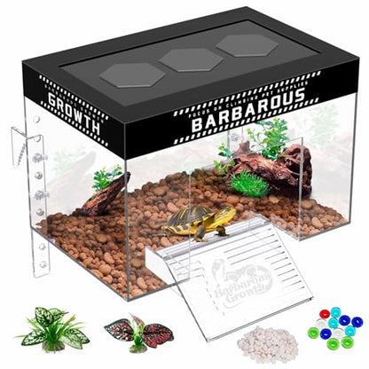 GOZILLA Adjustable Turtle Basking Platform, 11.8x7.9x7.9''Acrylic Turtle Topper & Dock, Hanging Platform Enclosure Warm Room for Turtles, Small Reptiles.(Medium)