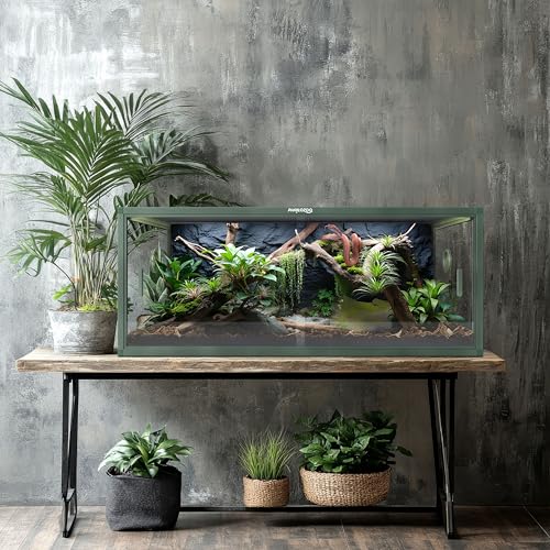 Lightweight 85 Gallon Reptile Enclosure for Snake, Bearded Dragon | Optimal Ventilation & Light Penetration by Rust Proof Mesh Top, Easy Assembly within 6 Steps with Clear Instruction - color: Earthy Green, size: 85 Gallon