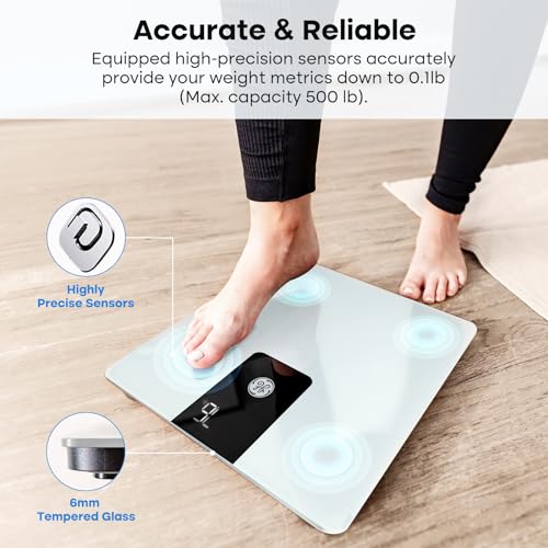 GE Bathroom Scale for Body Weight, Digital Weight Scales 500lbs Heavy Duty | High Capacity Body Measuring Device, High Accurate, White, BMI - color: White