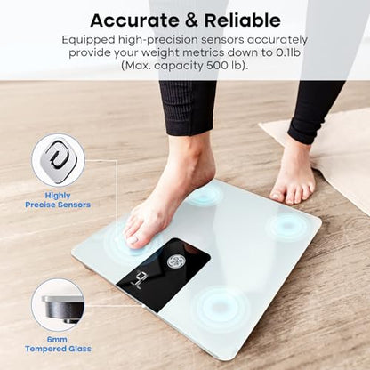 GE Bathroom Scale for Body Weight, Digital Weight Scales 500lbs Heavy Duty | High Capacity Body Measuring Device, High Accurate, White, BMI - color: White