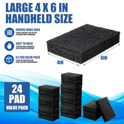 24 Pack Cleaning Pad Fish Tank Maintenance Tool 4 x 6 Inches Double Side Pad Aquarium Cleaning Sponge for Glass Acrylic Turtle Fish Tank Supplies (Black)