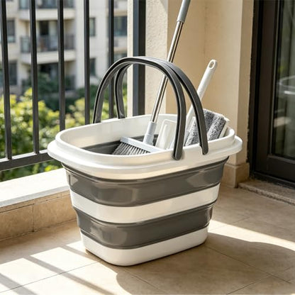 Collapsible Mop Bucket 4.2 Gallon(16 L) Silicone Foldable Cleaning Bucket | Heavy Duty Large Capacity Portable Bucket with Handle for Floor Cleaning, Laundry, Car Wash, Camping & Home Storage - size: Medium