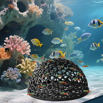 2-Pack Black Shrimp Hideouts, Aquarium Shrimp Hide, Hollow Half-Sphere Aquarium Caves, Fish Tank Porous Cave Shelter Hideout Ornament for Aquarium Small Fish Shrimp Habitat Rest