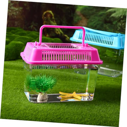 UKCOCO 4pcs Portable Turtle Feeding Box Transparent Reptile Habitat for Pets for Safe Transport Play Aquarium with Ventilation Design