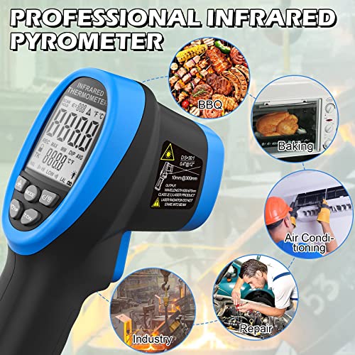 BT-1500 Non-Contact Pyrometer 30:1 Industrial Laser Thermometer Gun, -58℉ to 2732℉ (-50℃ ~ 1500℃) High Temp Infrared Thermometer (NOT for Human) - color: Infrared Thermometer BT-1500 Blue