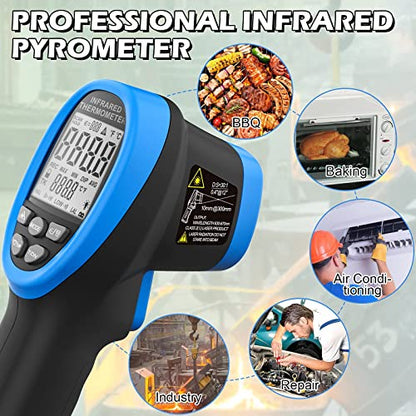 BT-1500 Non-Contact Pyrometer 30:1 Industrial Laser Thermometer Gun, -58℉ to 2732℉ (-50℃ ~ 1500℃) High Temp Infrared Thermometer (NOT for Human) - color: Infrared Thermometer BT-1500 Blue