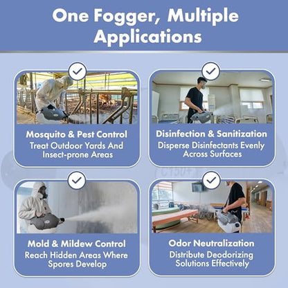 C150+ 110V Electric ULV Fogging Mosquito, Bug Insect Fogger Machine- Outdoor Yard Sprayer for Mosquitoes and Disinfectants-Mist Foggers for Mold, Insecticide (with Free Shoulder Strap)- 6L - size: 1.6 Gallon - 6 Liters