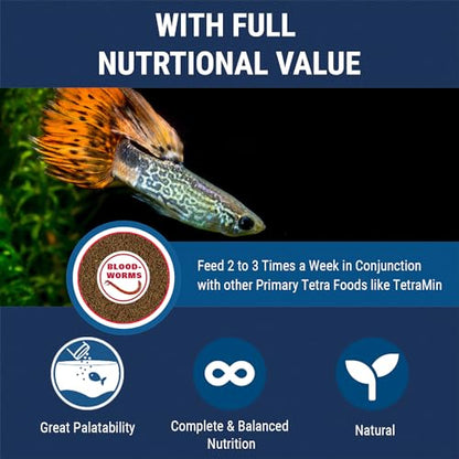 Tetra BloodWorms Freeze-Dried Fish Food Dietary Supplement, 0.25 oz | Feed 2-3 times Per Week In Addition to Daily Diet, Provides Protein & Boosts Energy, For Tropical Freshwater & Saltwater Fish - size: 0.25 Ounce (Pack of 1)