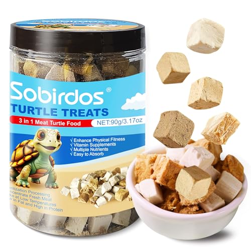 Turtle Treats,3 in 1 Meat Turtle Food,Made with Fresh Meat,Chicken&Duck&Fish Freeze-Dried,Enriched Protein & Vitamins(3.17oz/4.23oz) (3.17oz-3in1)