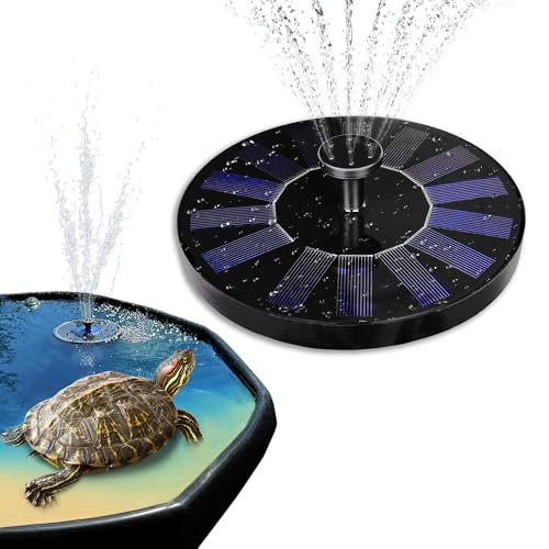Solar Fountain for Turtle Soaking Trays – Outdoor Water Fountain for Tortoises, Reptiles, and Amphibians – No Battery or Cord Required – 4 Nozzles