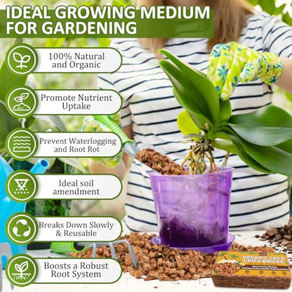 1.1 LB Coco Coir Chips for Plants- Organic Coconut Husk Potting Mix | Coconut Mulch Coco Husk Chips for Garden, Potted Plants, Orchid Repotting Soil Mix, High Expansion & Moisture Retention - size: 1 Pack
