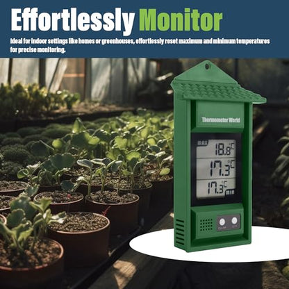Digital Max Min Thermometer - Monitor Max and Min Temperatures | Handy Greenhouse Thermometer Garden Accessories Easily Wall Mounted Maximum Minimum