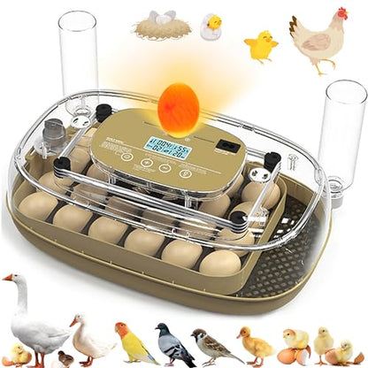 Syluris Incubators for Hatching Eggs, 24 Egg Incubator with Automatic Egg Turning and Humidity Control, Egg Candler, 360° Viewing, Chicken Incubators for Hatching Eggs, Quail Eggs, Duck Eggs Poultry