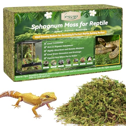 1.3LB Natural Sphagnum Moss for Reptile Terrarium Substrate Bedding | 24QT High Expansion, Moisture Retention, Helps Shedding, Long Fibers Dried Moss for Leopard Gecko, Snake, Frog, Turtle - size: 1.3LB