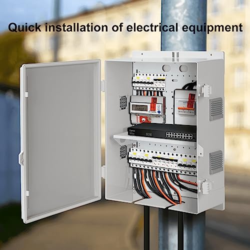 Namunanee Outdoor Electrical Junction Box, ABS Water Resistant Enclosure with Internal Mounting Panel & Hinged Cover, 16.1" H* 12.2" L* 5.9" W - size: 18.1"H x 12.6"L x 6.4"W & Standard