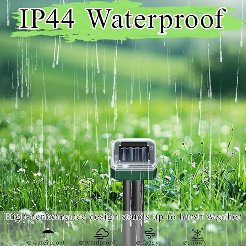 10 Pack Mole Repellent Solar Powered,Snake Repellent Ultrasonic, IP 65 Waterproof Ultrasonic Deterrent Stakes,Get Rid for Moles,Voles,Gophers,Squirrels, Voles, Skunks in Yard, Lawn, and Garden